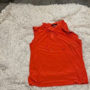 Tommy Hilfiger Orange Sleeveless Ruffle Blouse